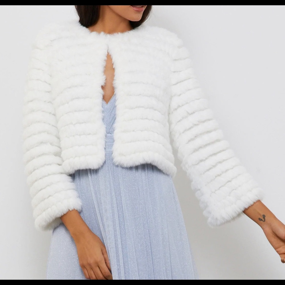 White BCBG Faux Fur jacket